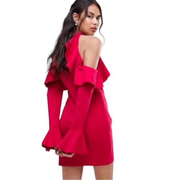 NWT Free People Red Ruffle Mini Dress - Picture 2 of 8